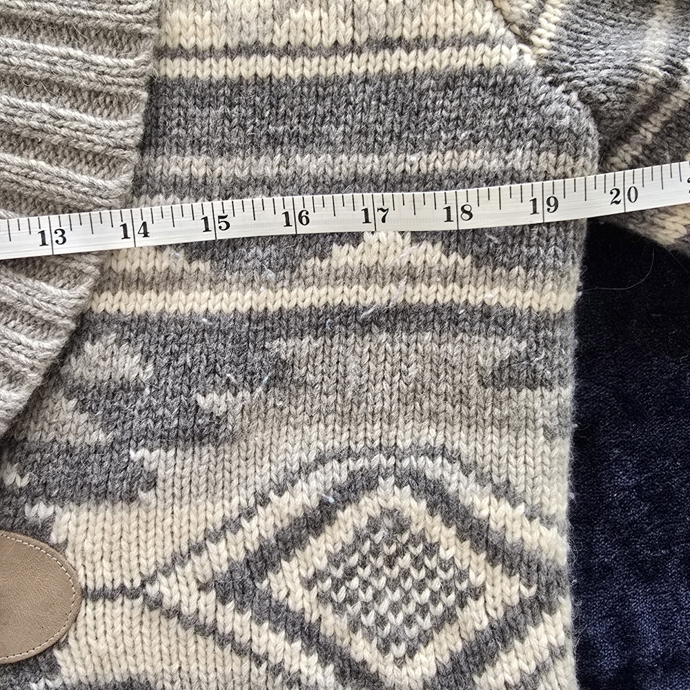 RALPH LAUREN WOOL Cardigan Grey Knit Southwestern Pattern Size M - Picture 10 of 13